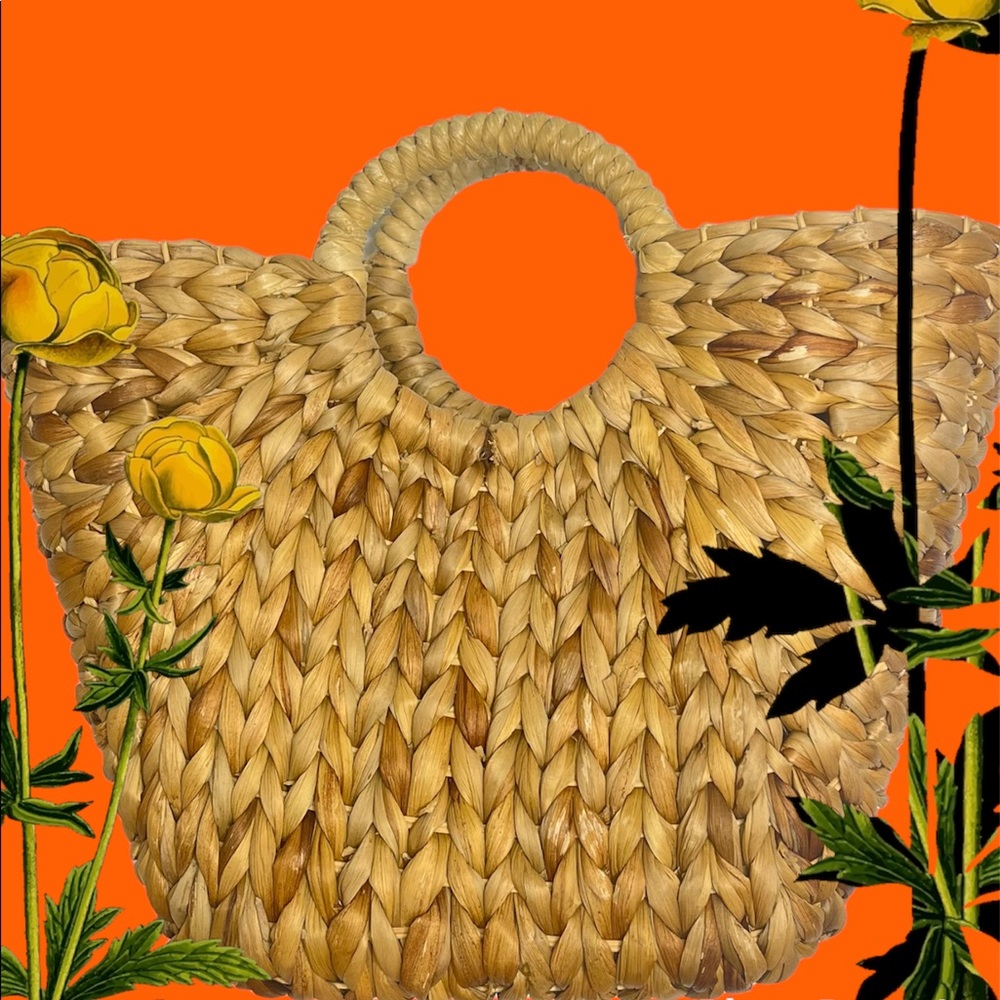 Cottagecore Wicker Basket Weave Tote Beach Bag